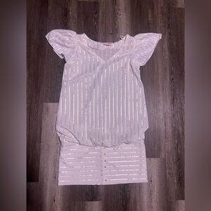 Women’s 80s drop waist dress metallic stripes